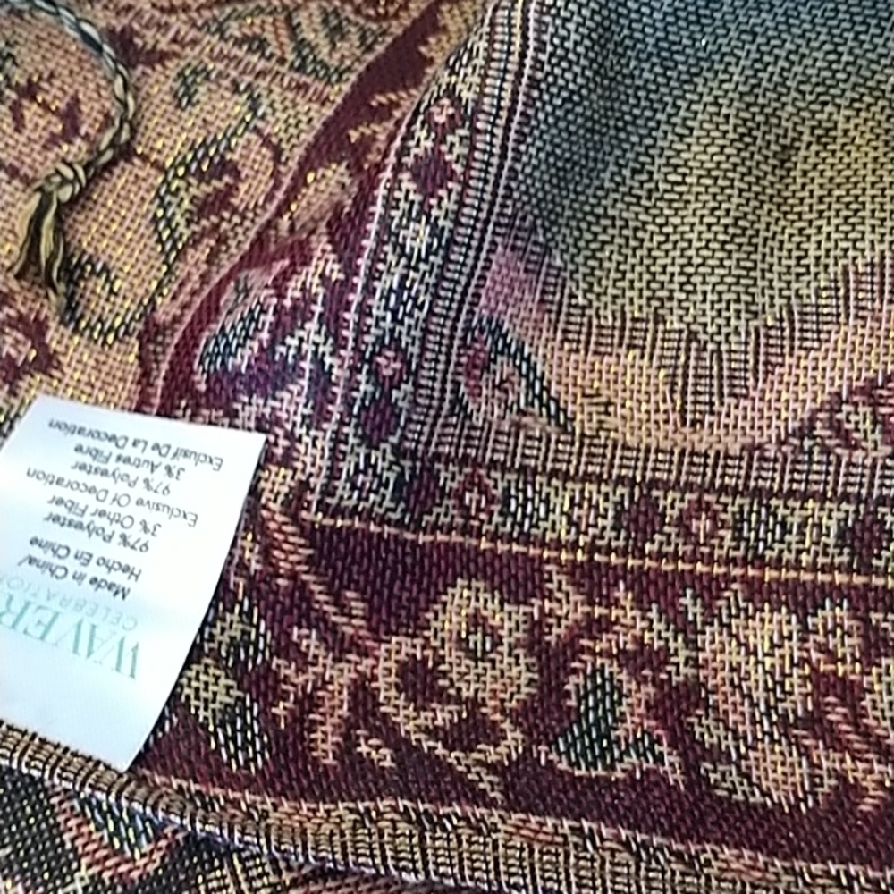 Waverly Rich Tones Scarf with Gold Metallic Blend 79 x 28 - Picture 6 of 7